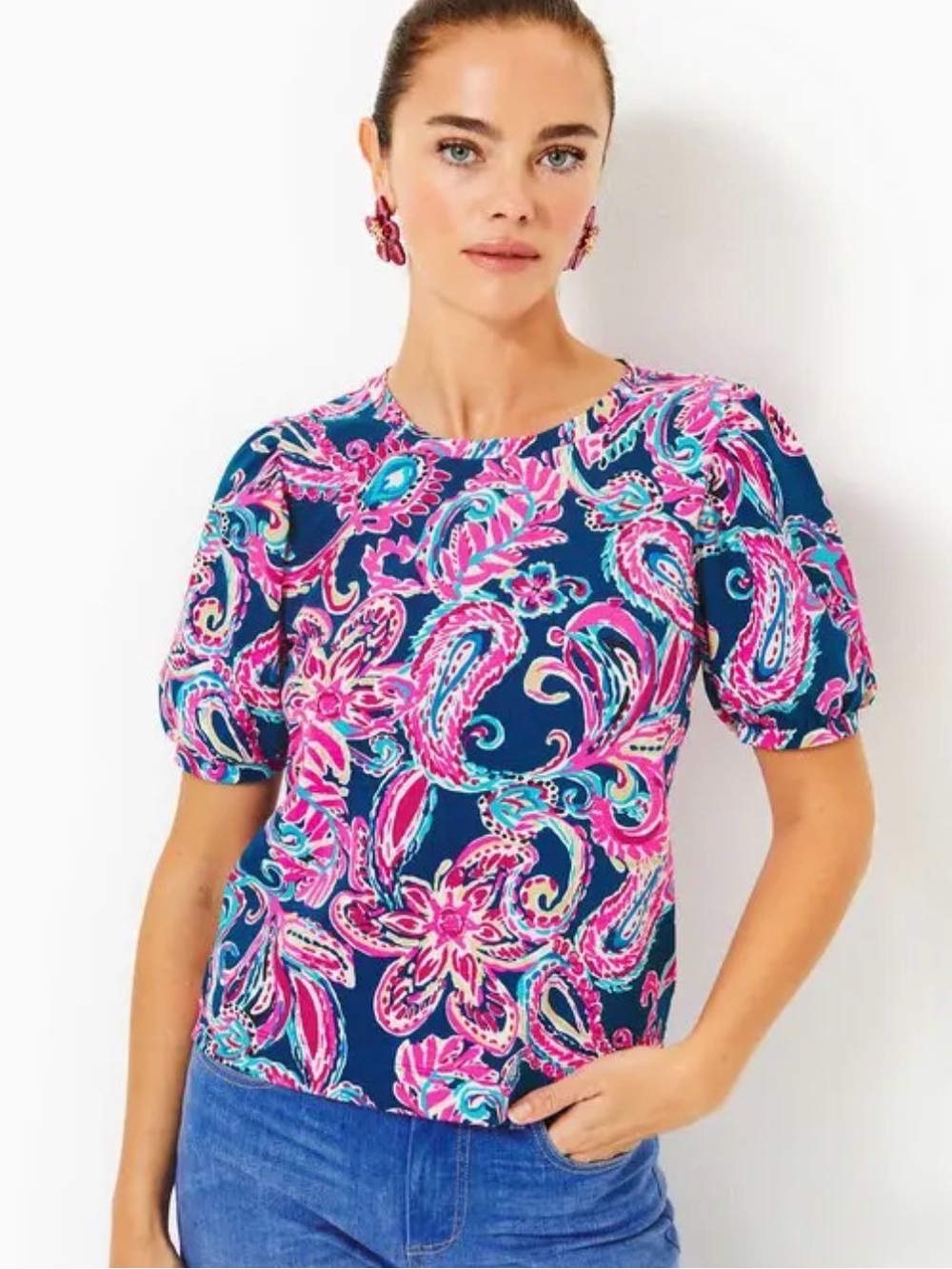 Lilly Pulitzer Women's Rhett Top - Flitting About Paisley - Medium